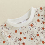 Baby Toddler Girls 2Pcs Set Floral Print Lettuce Trim Short Sleeve T-shirt Top Elastic Waist Shorts Summer Clothes Outfit