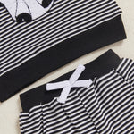Baby Toddler Boys 2Pcs Halloween Outfit Ghost Embroidery Striped Long Sleeve Top and Elastic Pants Clothes Set