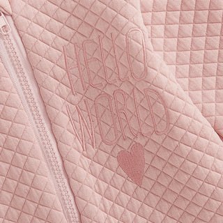 Baby Boys Girls Hello World Jumpsuit Long Sleeve Solid Hooded Hood with Ears Embroidery Letters Zipper Romper Clothes