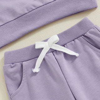 Baby Toddler Girls 2Pcs Auntie's Bestie Outfit Long Sleeve Crew Neck Embroidery Letter Top with Elastic Waist Pants Clothes Jogger Set