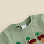 Baby Toddler Boys 2Pcs Outfit Summer Spring Duck Embroidery Short Sleeve T-Shirt Top and Elastic Waist Jogger Pants Set