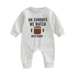 Infant Baby Girl Boy Romper On Sundays We Watch Football With Daddy Mommy Jumpsuit Long Sleeve Pants