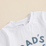 Baby Toddler Boys 2Pcs Dad's Little Dude Summer Outfit Letter Print Short Sleeve T-Shirt Top and Elastic Checkered Print Shorts Set