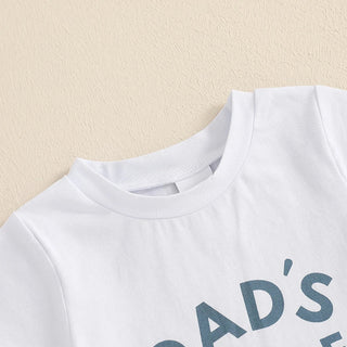 Baby Toddler Boys 2Pcs Dad's Little Dude Summer Outfit Letter Print Short Sleeve T-Shirt Top and Elastic Checkered Print Shorts Set