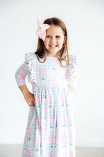 SALE Pumpkin Picnic 3/4 Sleeve Ruffle Twirl Dress