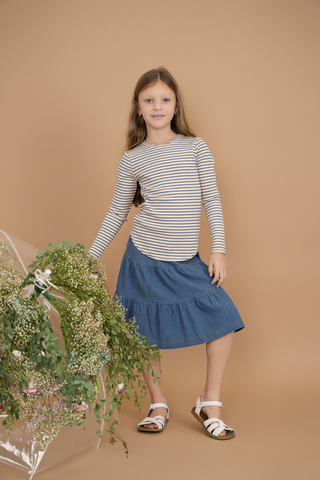 Denim Short Tiered Skirt