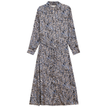 Printed Satin Midi Shirt Dress