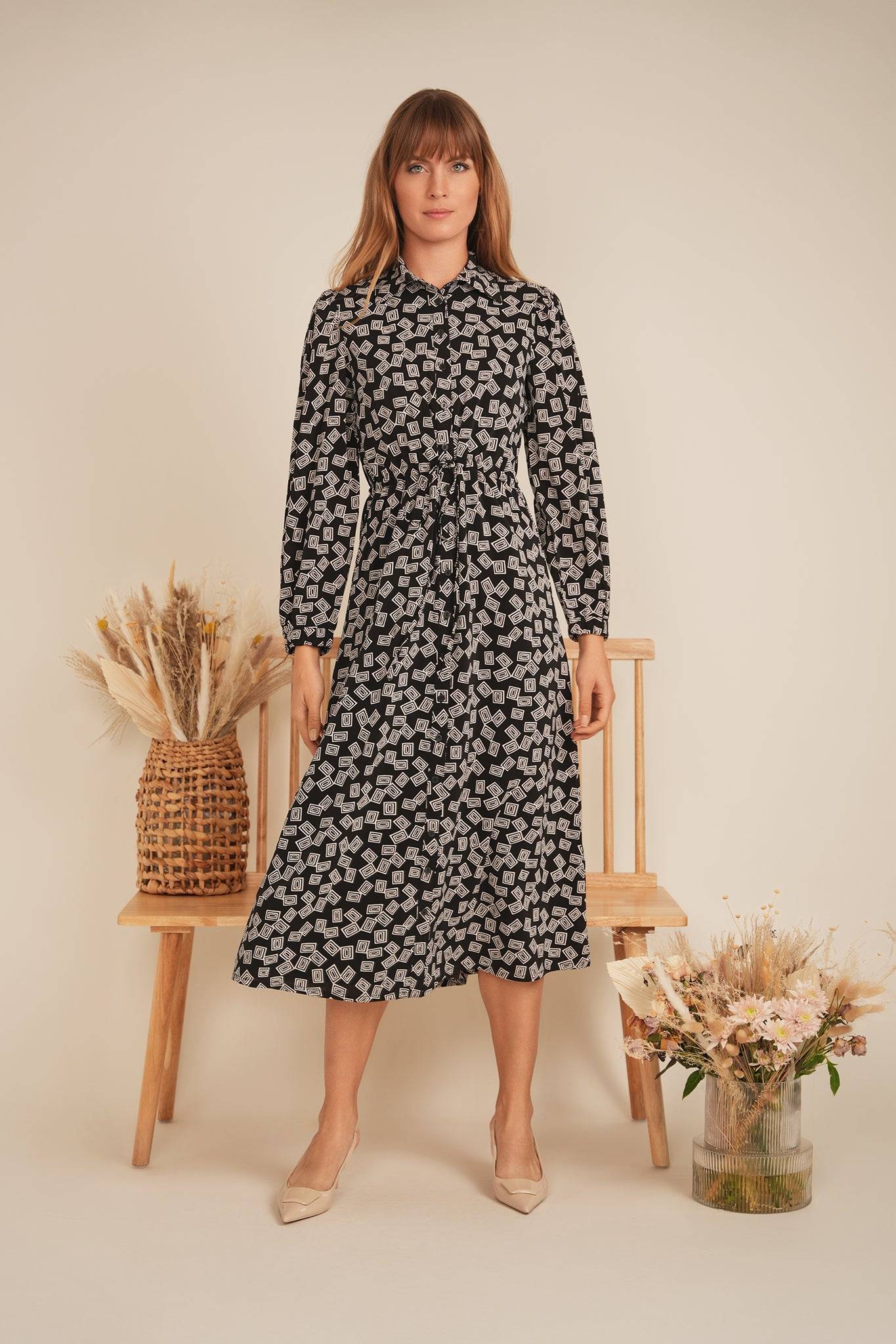 Chiffon Tie Shirt Dress