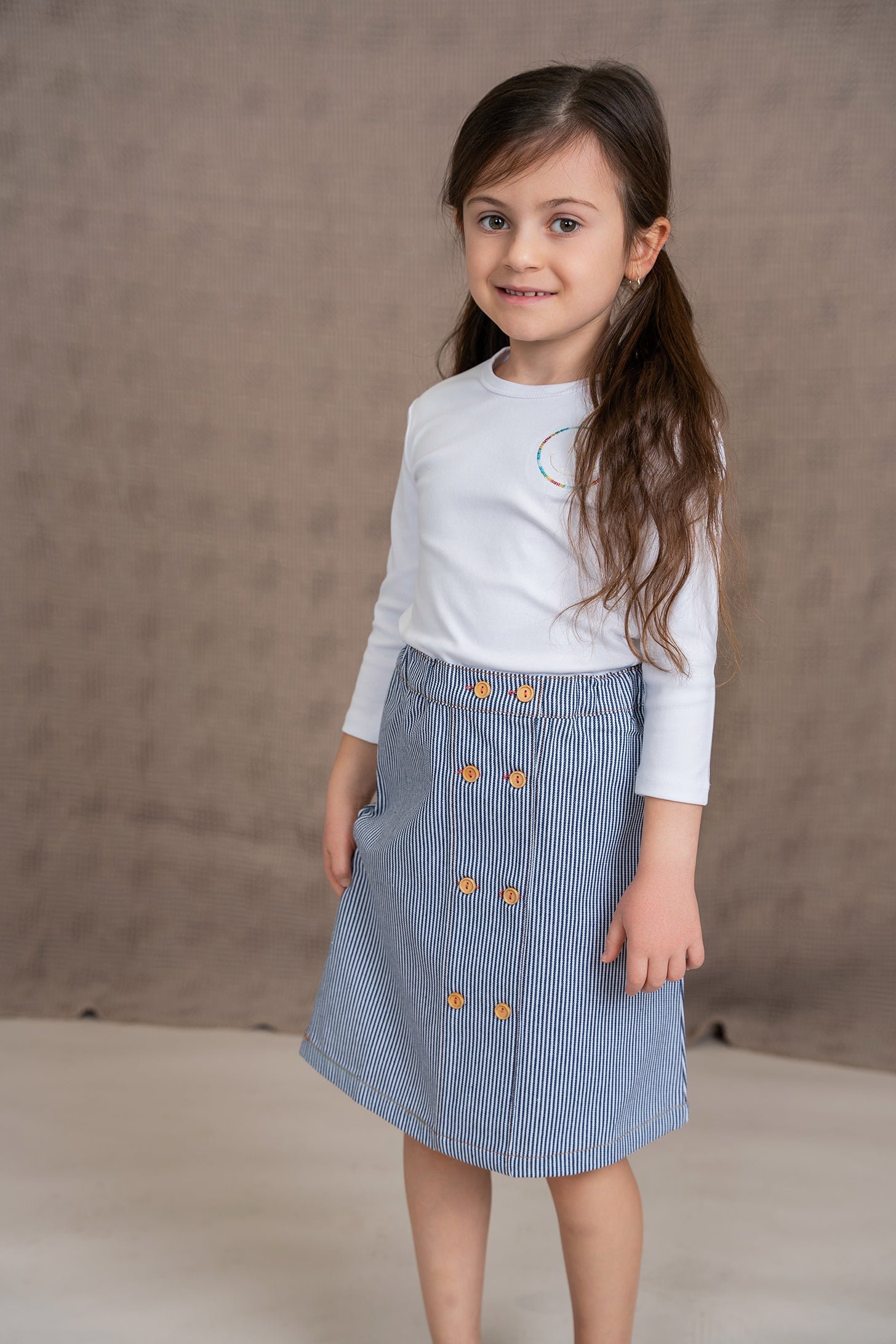 Stripe Woven Denim Skirt - By Baano