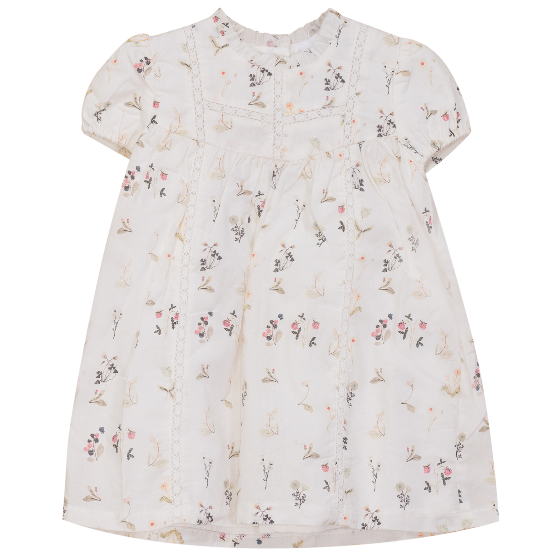 Lace Trim Flower Print Dress - By Baano