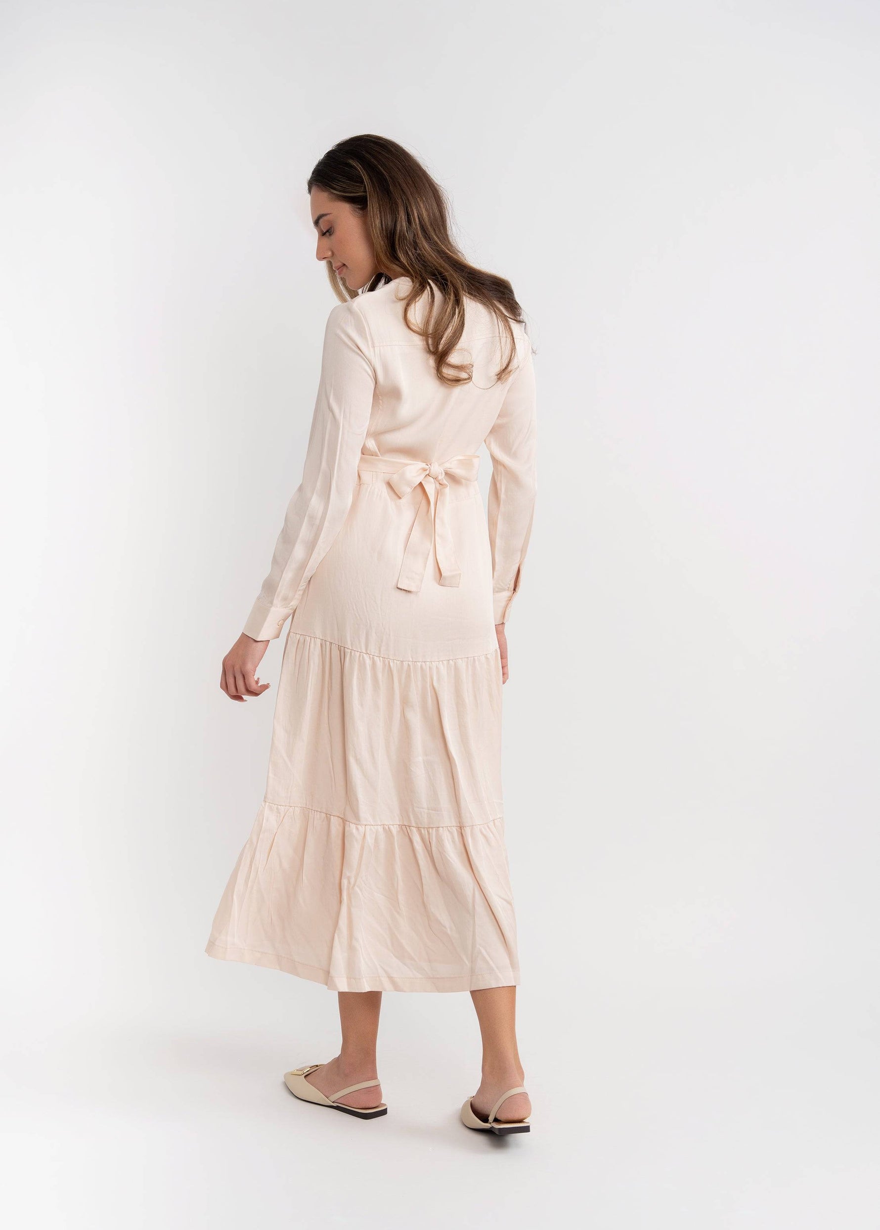 Woven Tiered Belt Dress