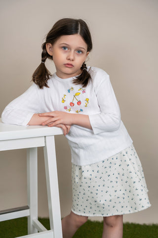 Floral Printed Denim Skirt