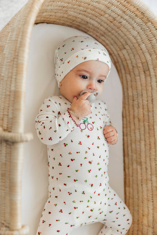 Cherry Print Onesie with Hat TheHushShop.com