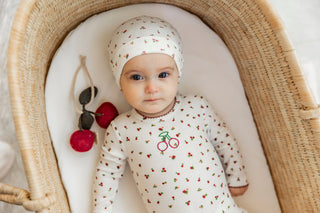 Cherry Print Onesie with Hat TheHushShop.com