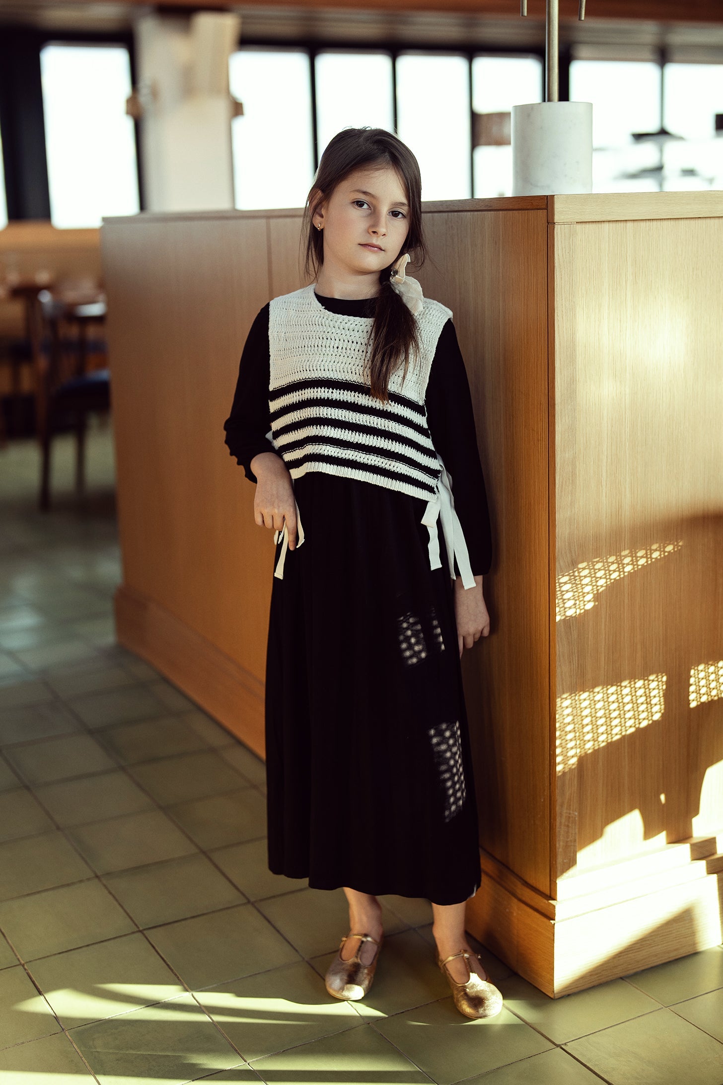 Dress with Crochet Knitted Vest - By Baano