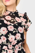 Sweetheart Pin Dot Flutter Sleeve Dress - By Baano