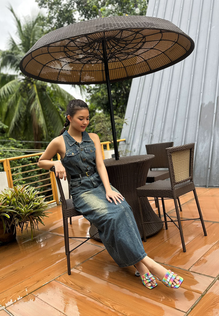 Deeba Diamante Embellishment Clear Spool Heel Sandals