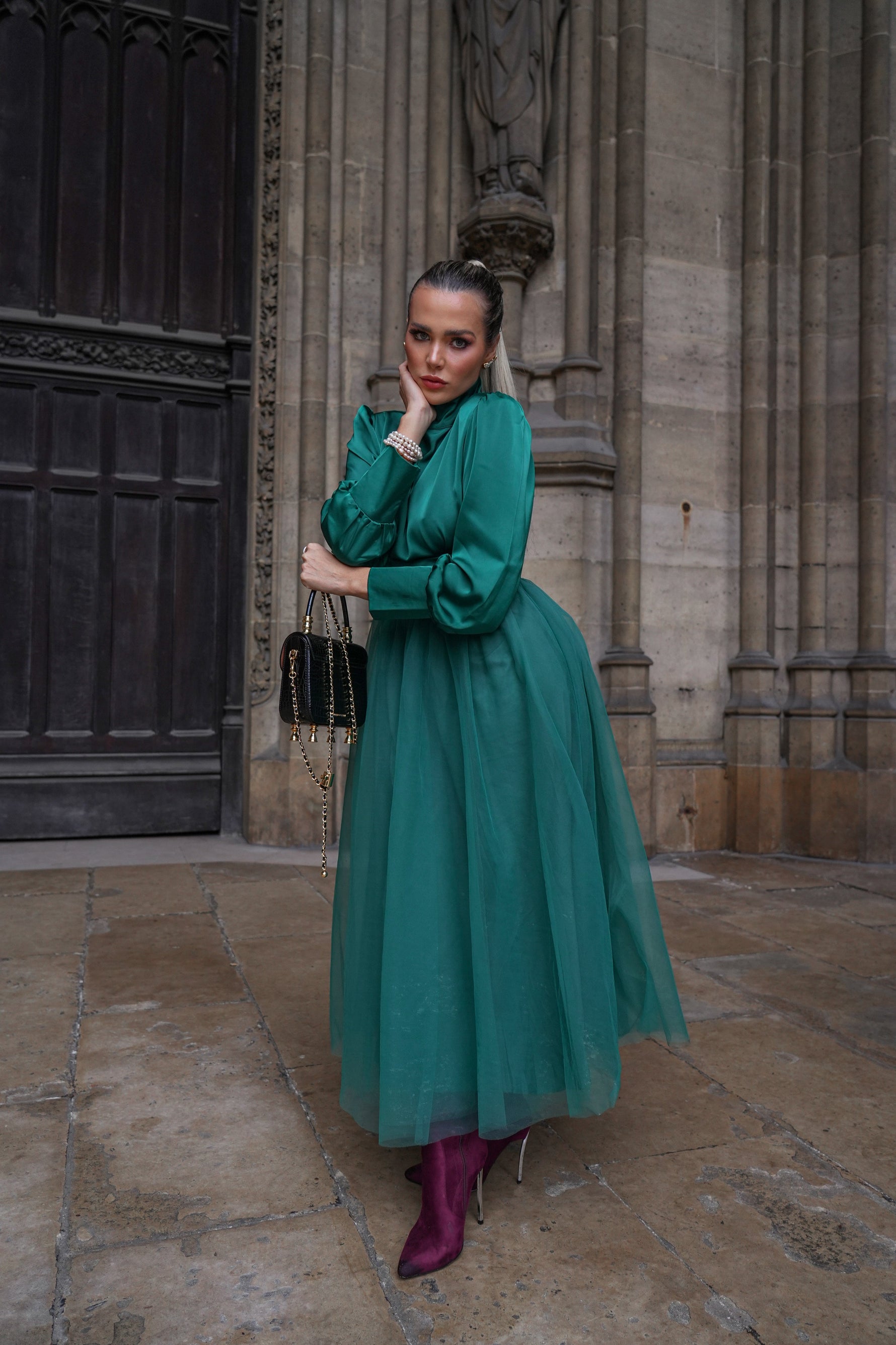 Jaynetts Stretch Suede Micro High Knee Boots