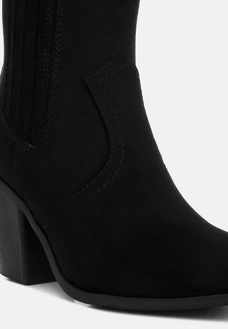 Yale High Ankle Cowboy Boots In Black