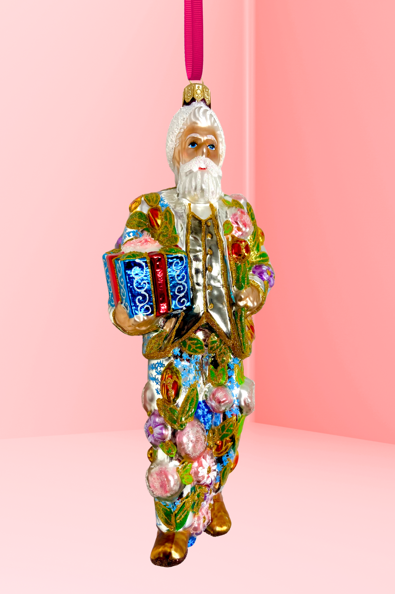 Silver Lining Santa Polish Glass Ornament