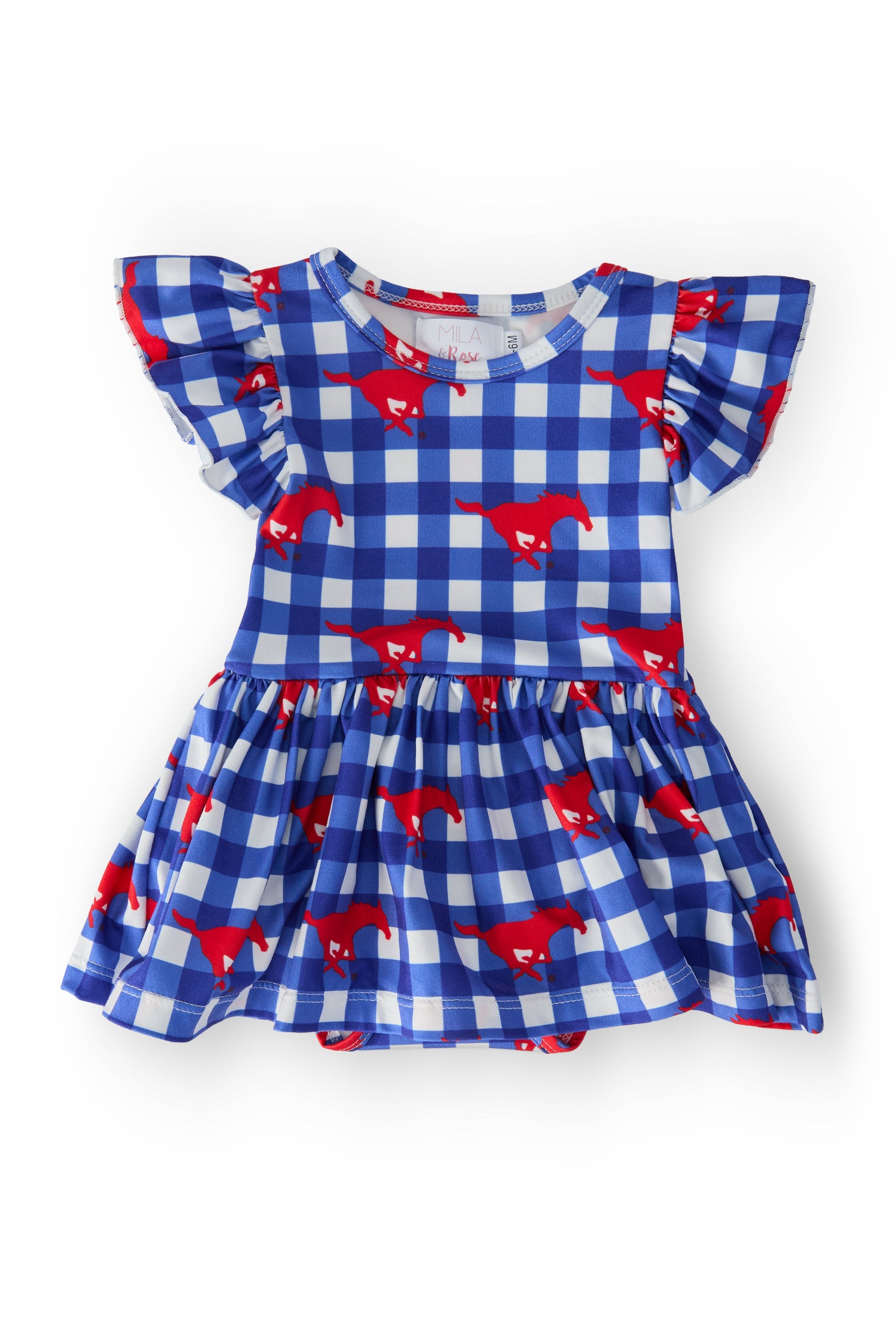 SMU Plaid Mustang Flutter Twirl Bodysuit