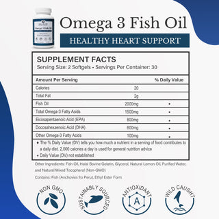 Halal Fish Oil 2000mg Omega-3 Soft Gels with EPA & DHA - 60 Count | Salaam Nutritionals - By Baano