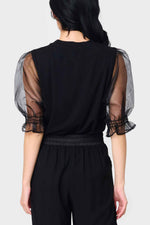 Organza Puff Sleeve Soft Ponte Top