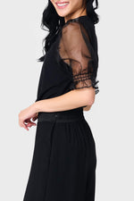 Organza Puff Sleeve Soft Ponte Top - By Baano