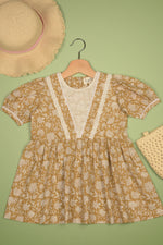 Embroidered fabric V shape Yoke Dress - By Baano