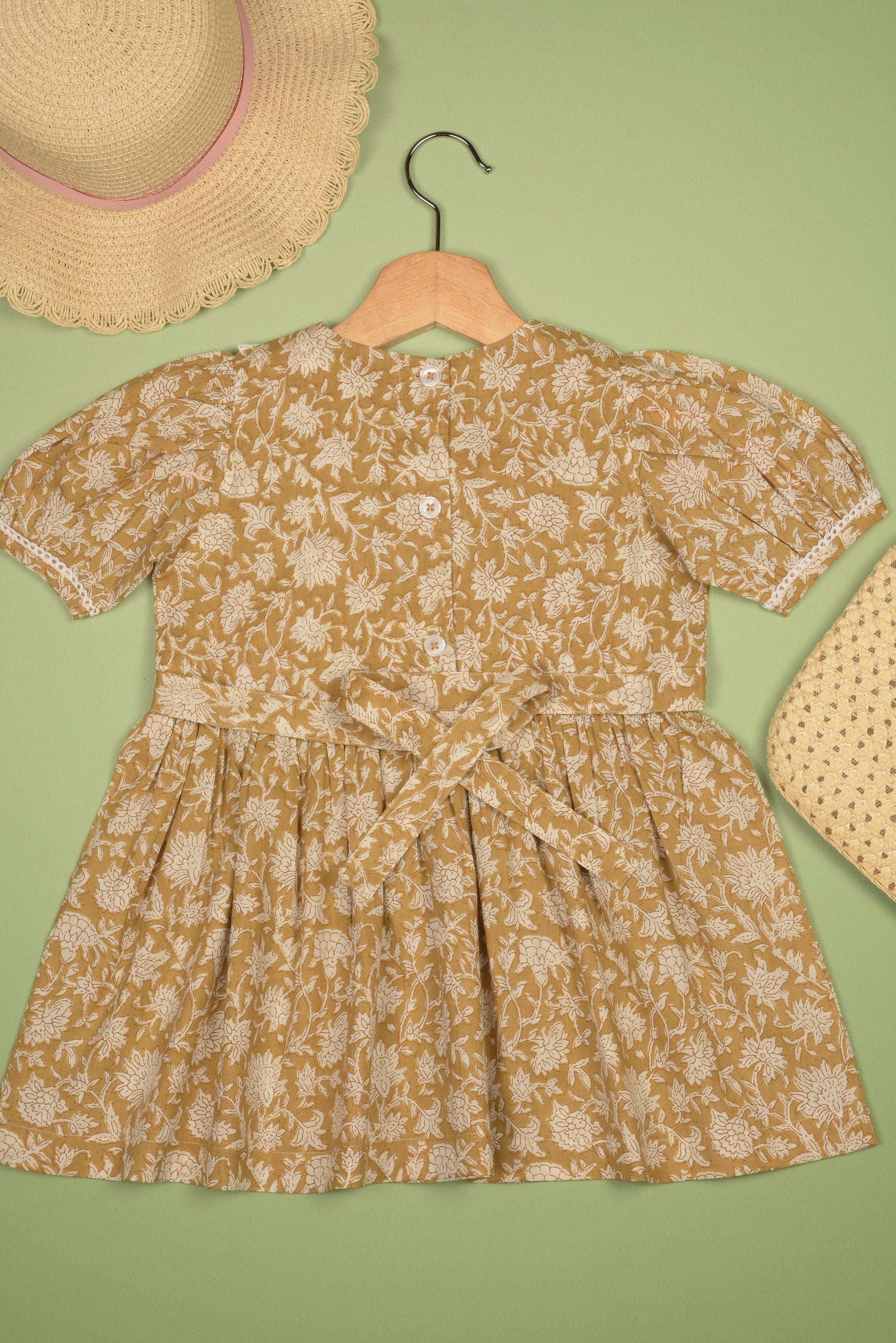 Embroidered fabric V shape Yoke Dress - By Baano