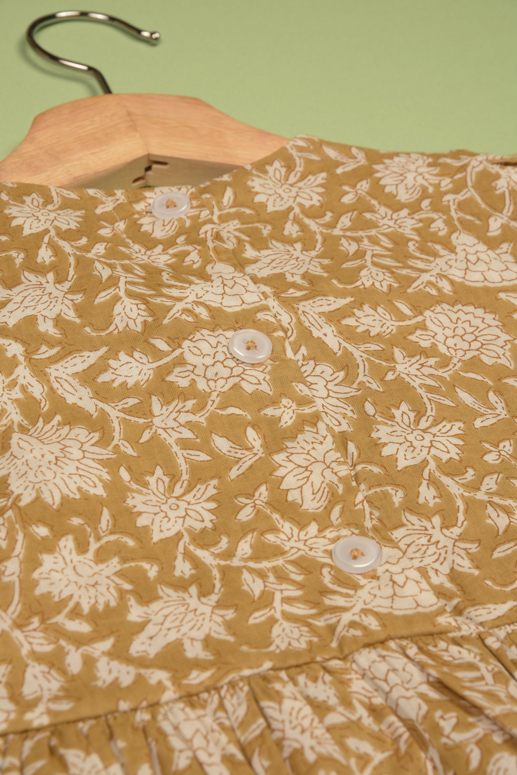 Embroidered fabric V shape Yoke Dress - By Baano