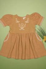 Embroidered yoke with Puff Sleeves - By Baano