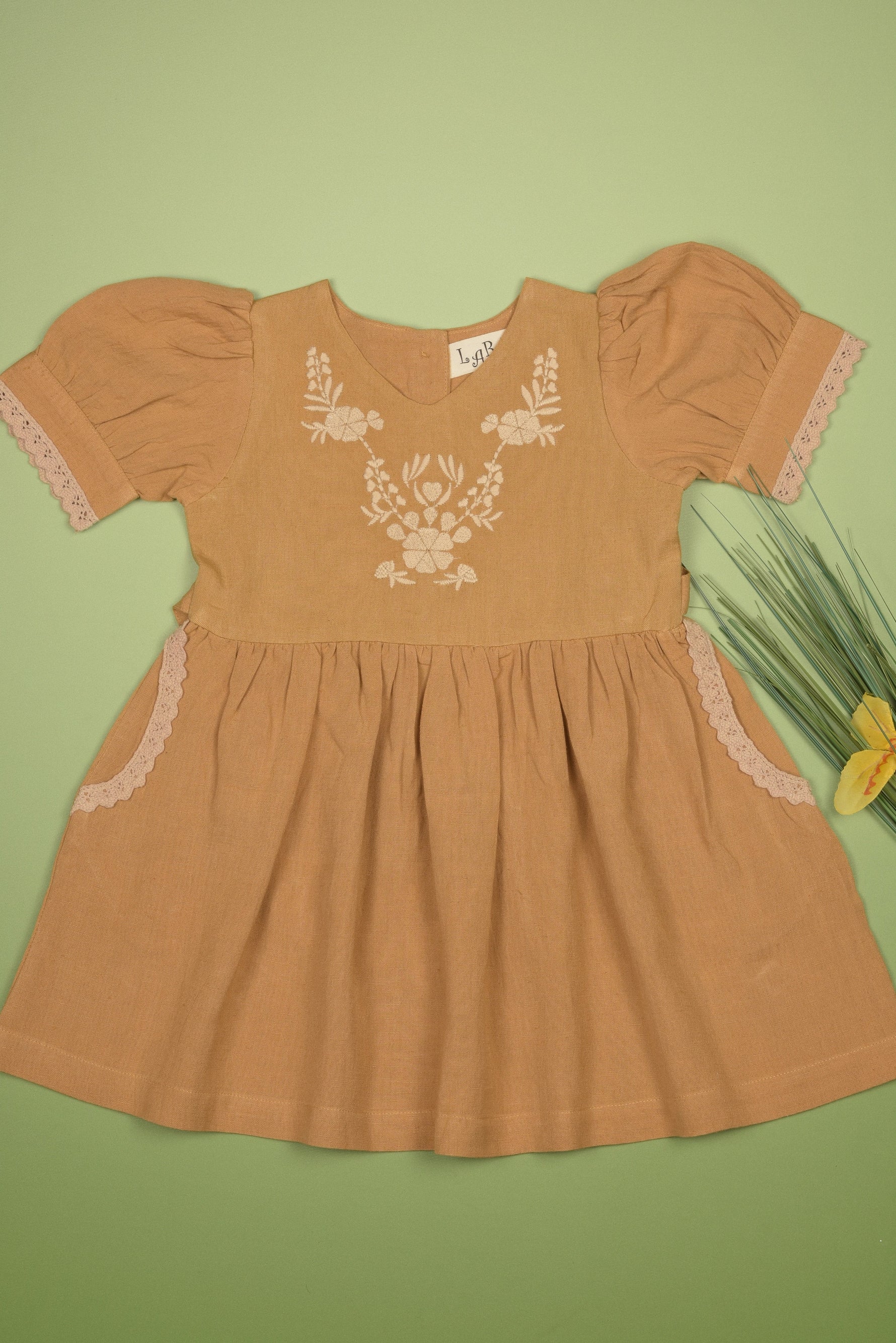 Embroidered yoke with Puff Sleeves - By Baano