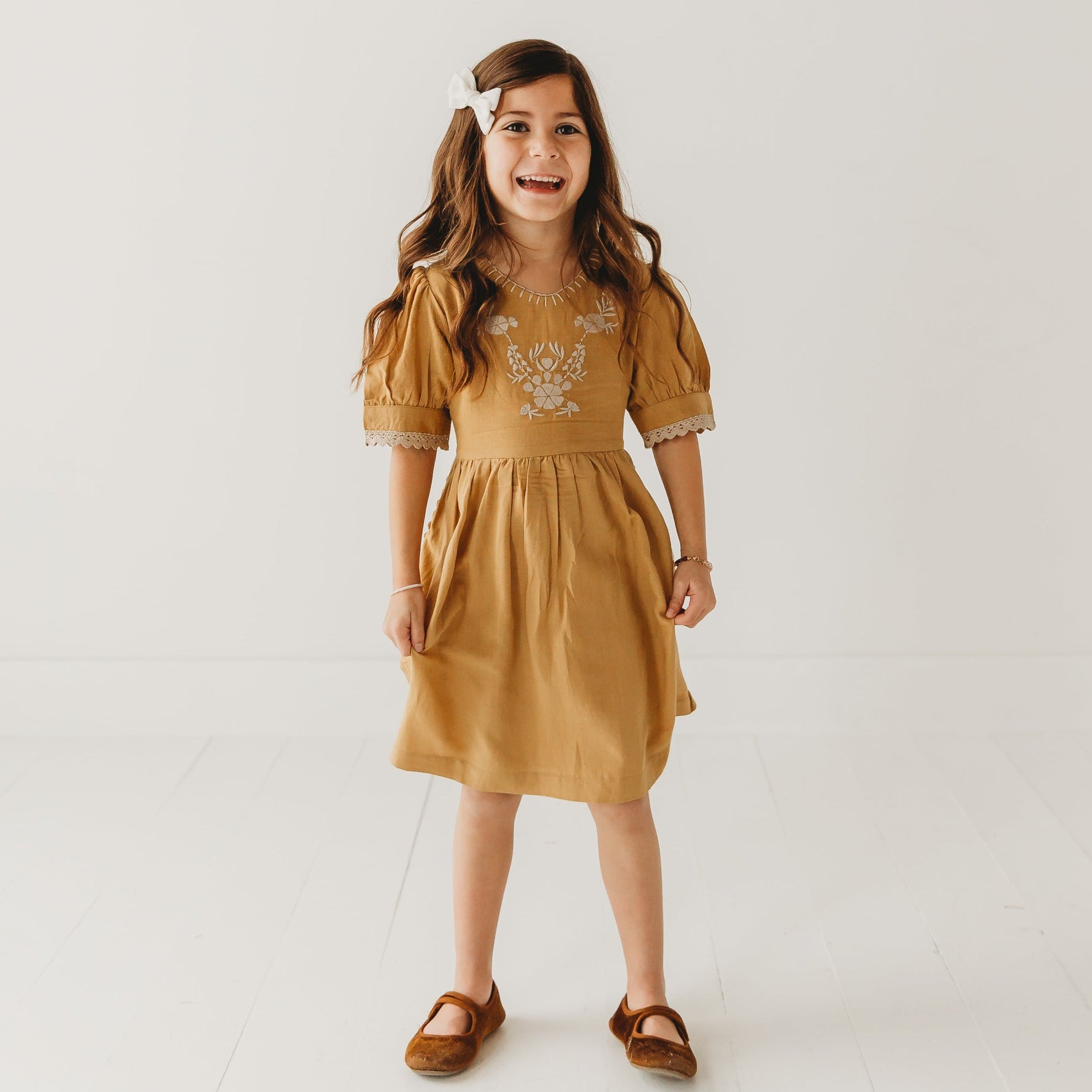 Embroidered yoke with Puff Sleeves - By Baano