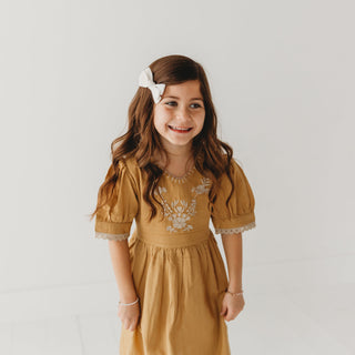 Embroidered yoke with Puff Sleeves