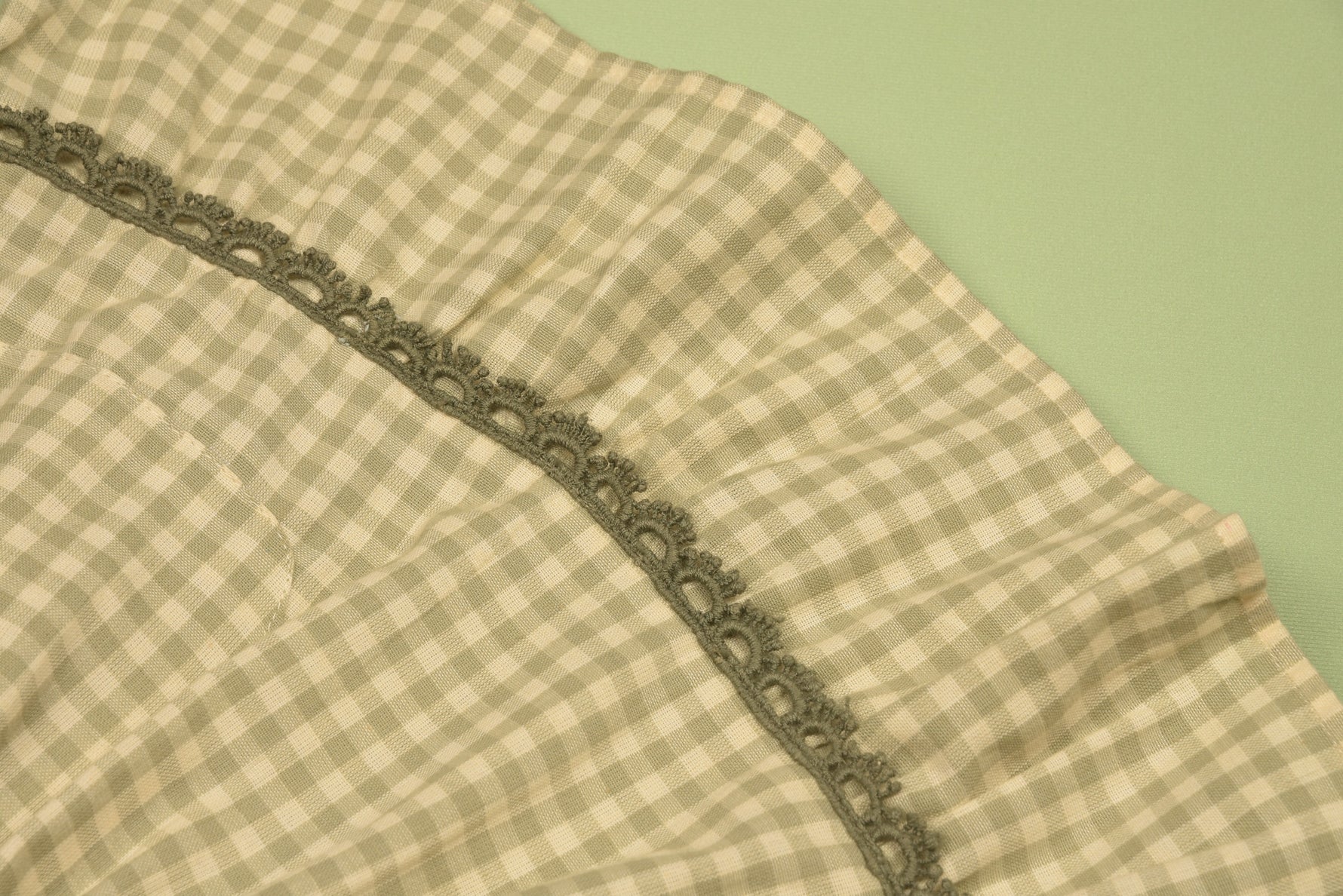 Green Gingham Pinafore Dress and Blouse Set - By Baano