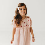 Strawberry Embroidered Dress in Pale Pink - By Baano