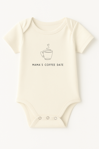 Mama's Coffee Date Organic Cotton Baby Bodysuit Short Sleeve