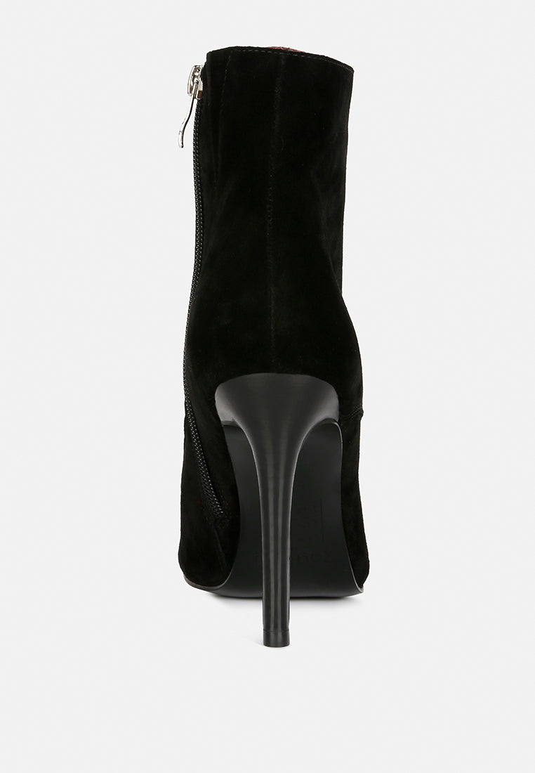 Sulfur Suede Leather Stiletto Ankle Boot