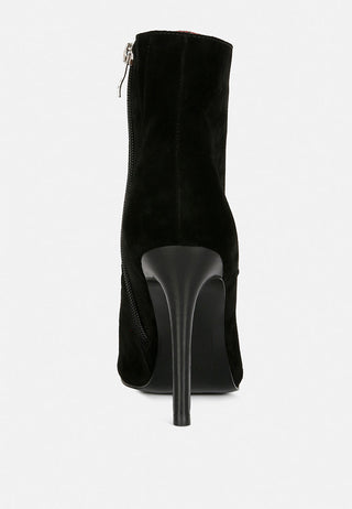 Sulfur Suede Leather Stiletto Ankle Boot