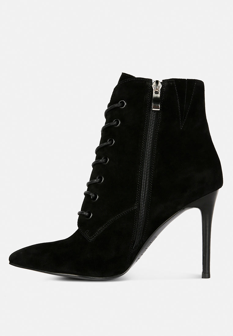 Sulfur Suede Leather Stiletto Ankle Boot