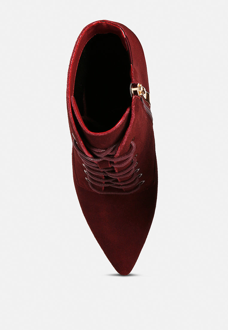 Sulfur Suede Leather Stiletto Ankle Boot