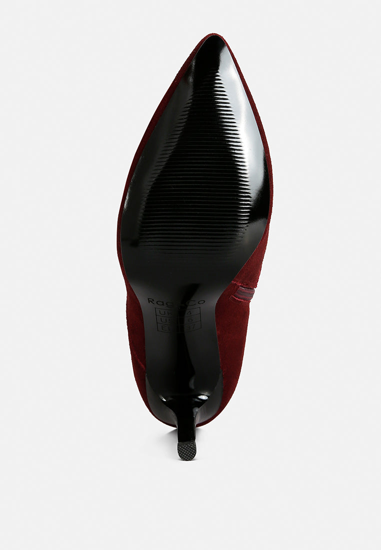 Sulfur Suede Leather Stiletto Ankle Boot