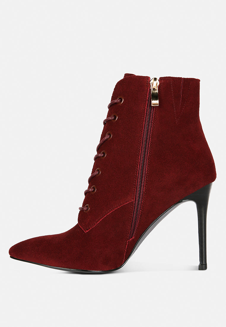 Sulfur Suede Leather Stiletto Ankle Boot