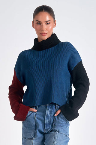 Sweater Mock neck Colorblock - By Baano