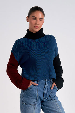 Sweater Mock neck Colorblock - By Baano