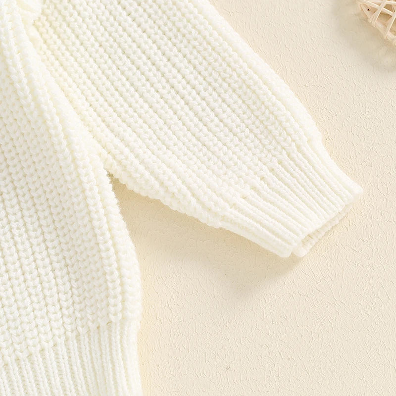 Baby Girl Birthday Sweater One Casual Floral Flowers Letter Embroidery Warm Long Sleeve Knitted Pullover Infant Knitwear Top