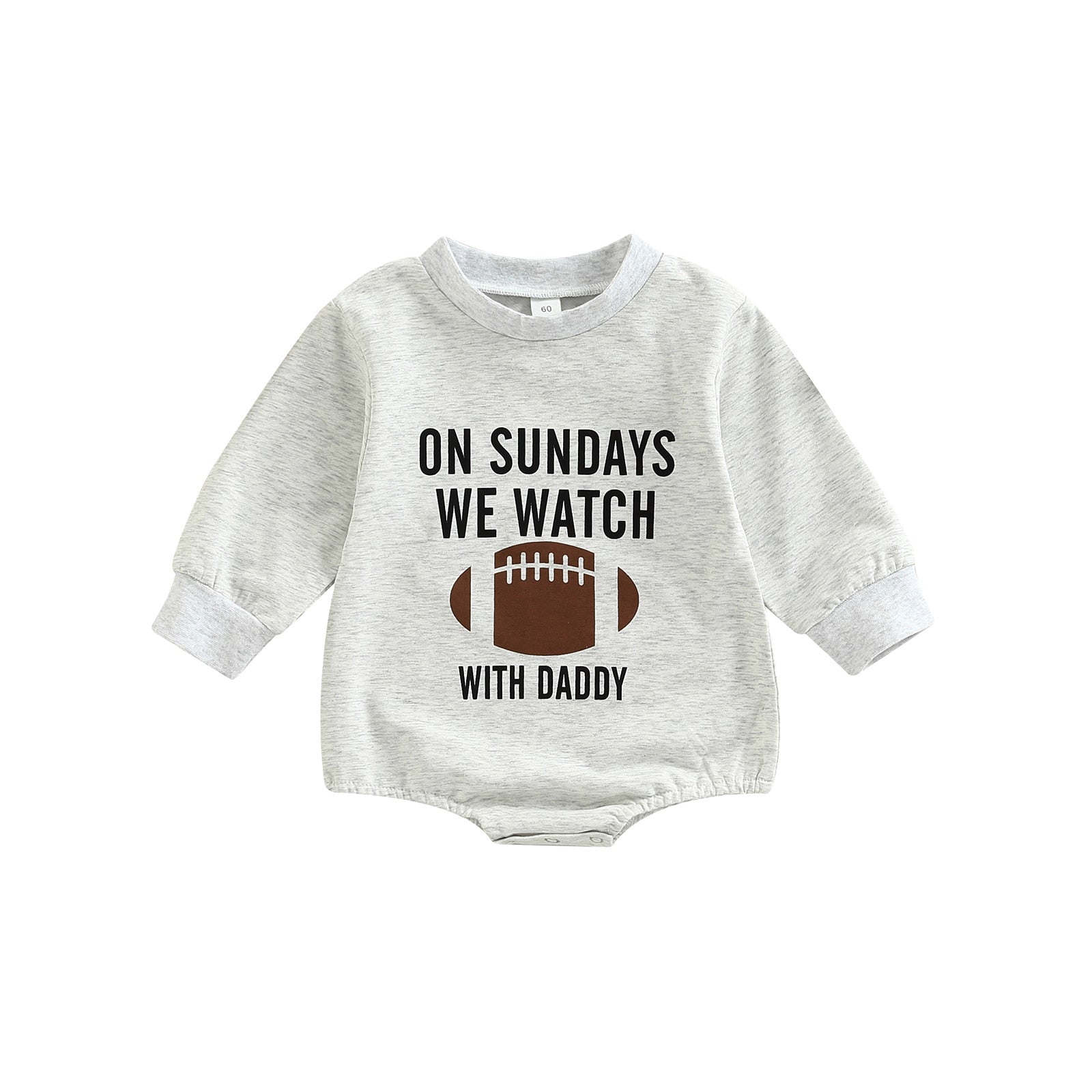On Sundays We Watch Football with Daddy Infant Baby Girls Boys Romper Football Long Sleeve Jumpsuits Bubble Romper
