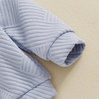 Baby Toddler Boys 2Pcs Autumn Outfit Set Long Sleeve Lapel Half Zip Up Pullover Solid Color Pants Set