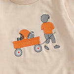 Baby Toddler Boys 2Pcs Autumn Long Sleeve Football Embroidery Top Drawstring Jogger Pants Set